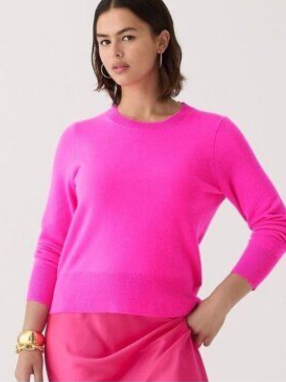 J Crew pink crewneck cashmere sweater